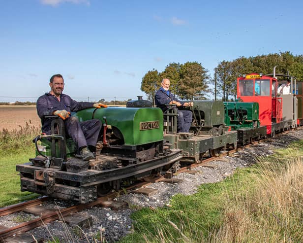 Centenarian Nocton leads the parade past Old South Loop, beside Skegness Airfield. Photo: Dave Enefer/LCLR
