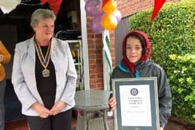 Eloise holds her award, alongside Rotary Club of Louth branch president Pam Ashley-Marsh.