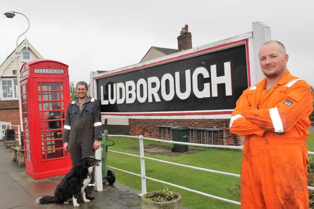 James Wilson (LWR) and Stuart Harness (AlphaX) with ‘Maggie the Shed Dog’.