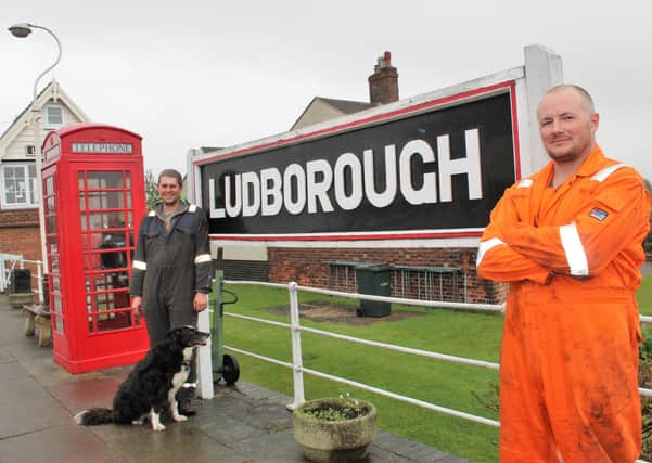 James Wilson (LWR) and Stuart Harness (AlphaX) with ‘Maggie the Shed Dog’.