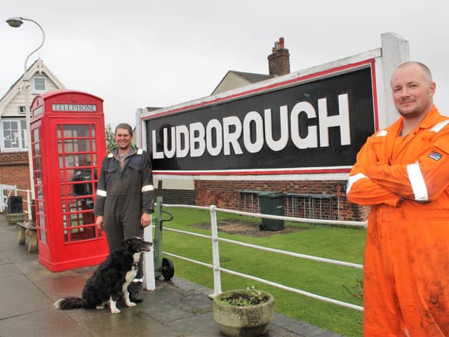 James Wilson (LWR) and Stuart Harness (AlphaX) with ‘Maggie the Shed Dog’.