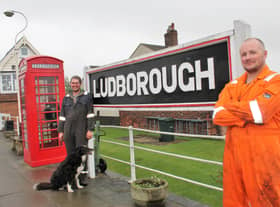 James Wilson (LWR) and Stuart Harness (AlphaX) with ‘Maggie the Shed Dog’.