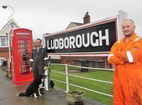 James Wilson (LWR) and Stuart Harness (AlphaX) with ‘Maggie the Shed Dog’.