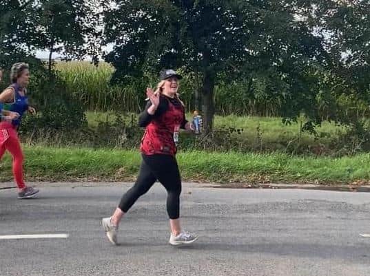 Carrie Vaughan of Caistor Running Club running the Virtual London Marathon.