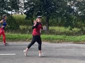 Carrie Vaughan of Caistor Running Club running the Virtual London Marathon.