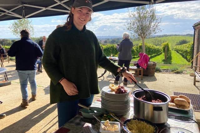 Rosalie Palmer of Sutterby was taking the opportunity to get to know her neighbours - and enjoying the lunchtime feast for volunteers.
