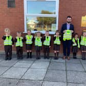 Richmond School pupils in their hi-vis vests donated by Specsavers.