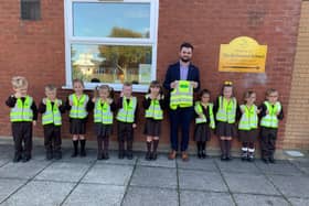 Richmond School pupils in their hi-vis vests donated by Specsavers.