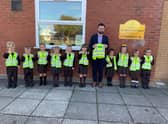 Richmond School pupils in their hi-vis vests donated by Specsavers.
