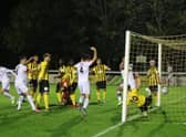 Paul Green (left) celebrates opening the scoring. Photo: Oliver Atkin.