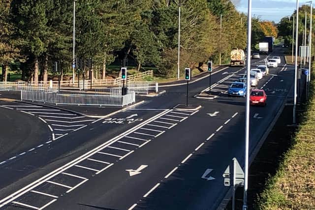 The new road layout at Sleaford Rugby Club junction, completed. EMN-201015-170315001
