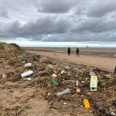 Rubbish left behind by the high tides on Skegness beach. Photo: John Byford.