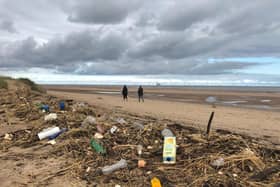 Rubbish left behind by the high tides on Skegness beach. Photo: John Byford.
