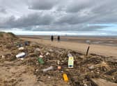 Rubbish left behind by the high tides on Skegness beach. Photo: John Byford.