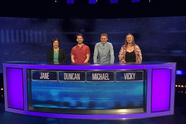 Jane Kendrick (left) and her fellow contestants on The Chase.