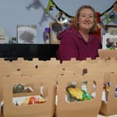 Councillor Nicola Brooksbank with some of the lunch packs