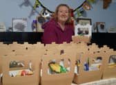 Councillor Nicola Brooksbank with some of the lunch packs
