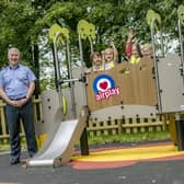 A new childrens play area is opened at West Avenue, RAF Cranwell. The AirPlay area is sponsored by the RAF Association and is for the benefit of all children at RAFC Cranwell.

Photo by: Gordon Elias

For further information contact RAFC Cranwell  Photographic Section

Photographic Section
RAFC Cranwell
SLEAFORD
Lincolnshire
NG34 8HB
Tel: 01400 266598 EMN-201029-135149001