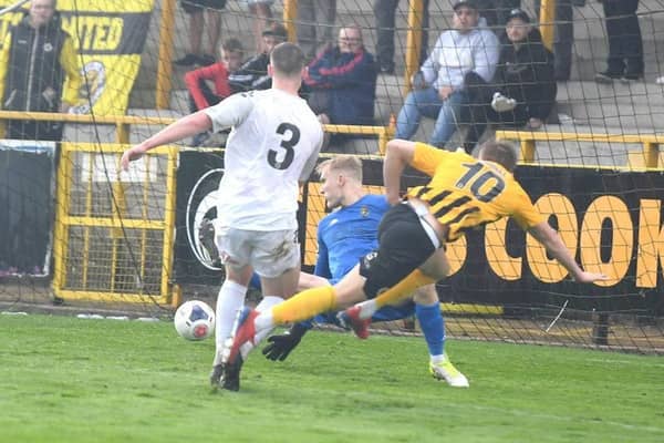 Jordan Thewlis nets against Southport last season.