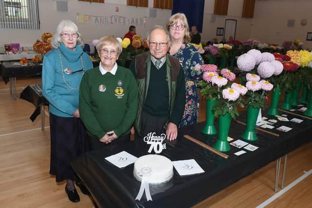 Pictured at the Sleaford and District Chrysanthemum Society's 70th anniversary show last year (from left) Mary Snowden - treasurer, Margaret Simpson - secretary, John Simpson - chairman, and Annette Sharp - president.