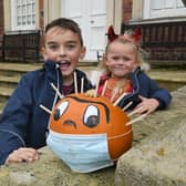 On the pumpkin trail at Gunby Hall - Logan and Sophie Duffy of Skegness.