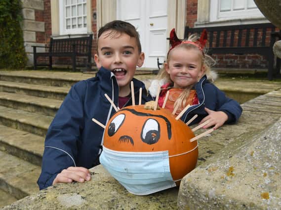On the pumpkin trail at Gunby Hall - Logan and Sophie Duffy of Skegness.