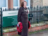 Councillor Fiona Martin paying her respects on Remembrance Sunday.