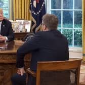 Tim Shipman pictured with Donald Trump.