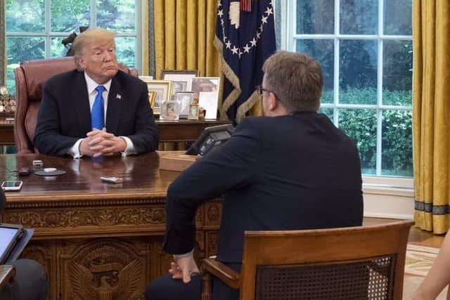 Tim Shipman pictured with Donald Trump.
