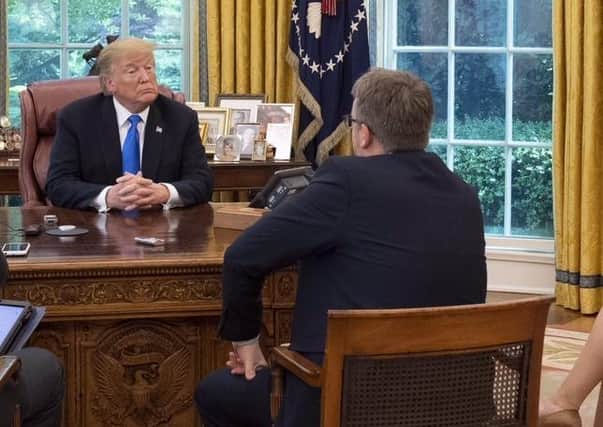 Tim Shipman pictured with Donald Trump.