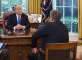 Tim Shipman pictured with Donald Trump.