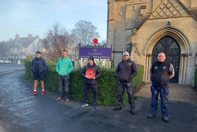 These volunteers were out at 6.30am putting poppies on lampposts in Skegness ahead of Remembrance Day.