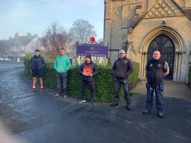These volunteers were out at 6.30am putting poppies on lampposts in Skegness ahead of Remembrance Day.