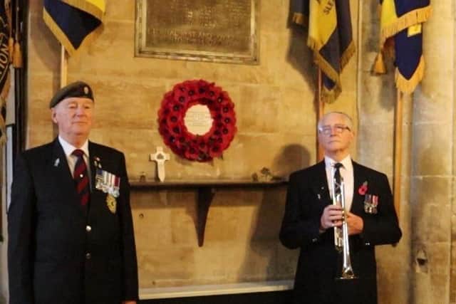 Clive Candlin and John Pearson from the Royal British Legion in the service. EMN-200811-103752001