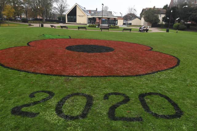 The giant Remembrance poppy in Tower Gardens, Skegness.