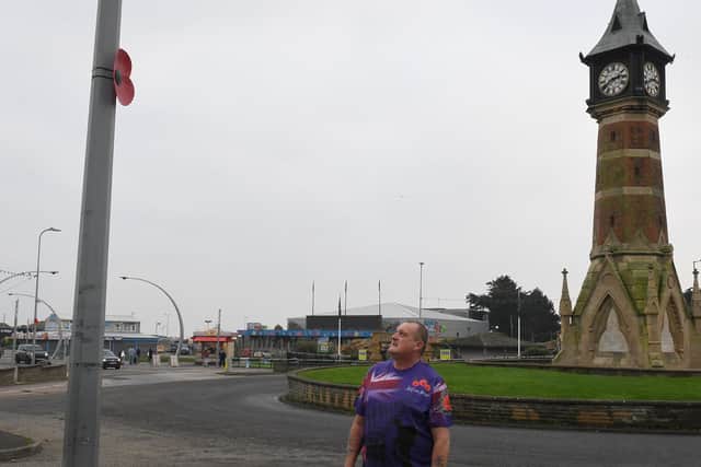 Paul Hindle of Skegnes on the poppy trail near the Clock Tower.