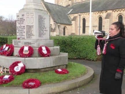 A bugler in Skegness playing the Last Post in what became an unofficial ceremony on Remembrance Day.