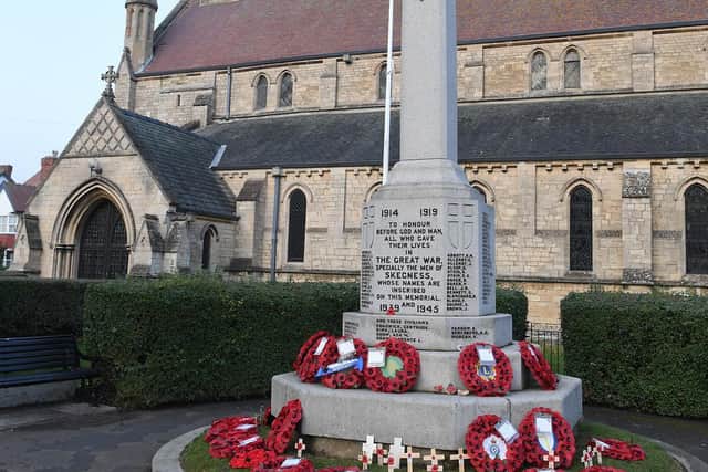Poppies laid at the memorial in Skegness.