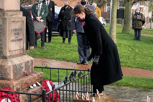 MP Victoria Atkins placed a wreath at the memorial in Mablethorpe