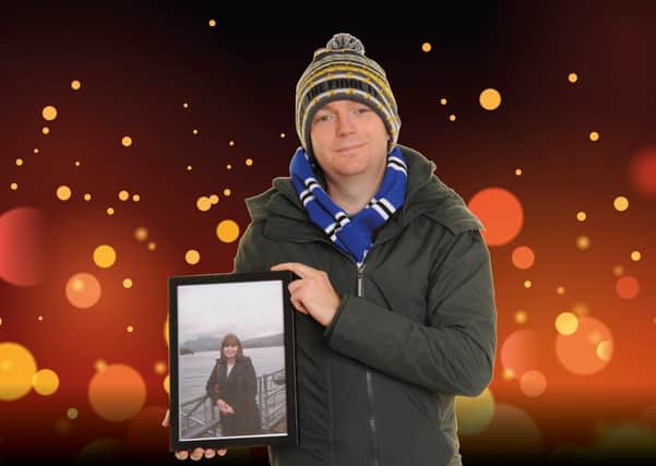 Richard Pullen holding a picture of fiancée Rachael, who died aged 24