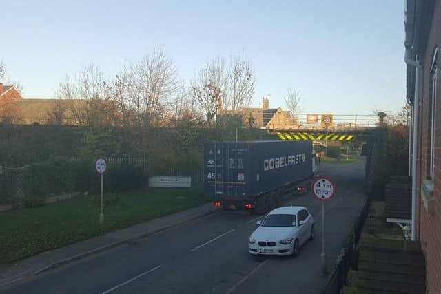 The scene after a lorry collided with the Ermine Street railway bridge at Ancaster five years ago. Photo by Lynsey Hutsby. EMN-151211-163535001