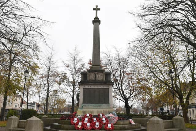 Wreaths were left by families and individuals on Sunday
