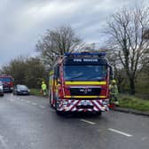 Emergency services at the scene of the two-car collision on the A17 Sleaford bypass on Sunday. Photo: Lincs Police Specials. EMN-201116-114055001