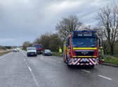 Emergency services at the scene of the two-car collision on the A17 Sleaford bypass on Sunday. Photo: Lincs Police Specials. EMN-201116-114055001