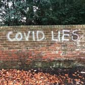 Some of the graffiti on a wall in Louth towards the end of last year.