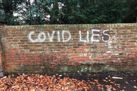 Some of the graffiti on a wall in Louth towards the end of last year.