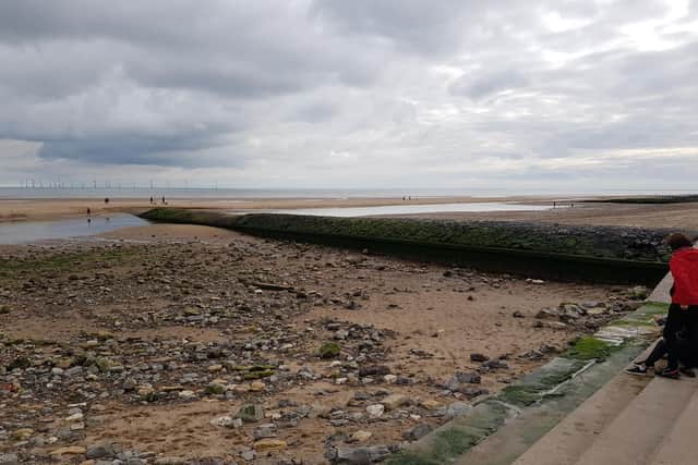 Recent spring tides removed sand from the beaches near Skegness.