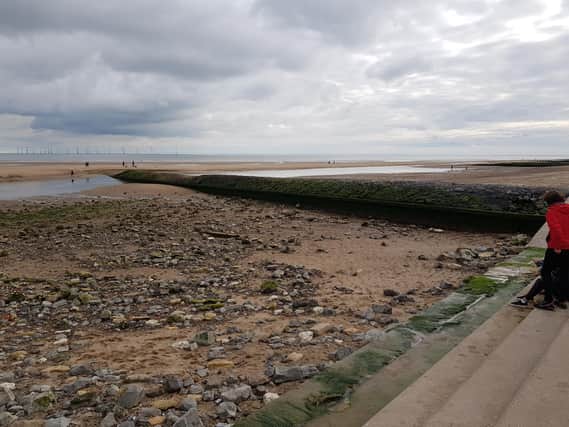 Recent spring tides removed sand from the beaches near Skegness.