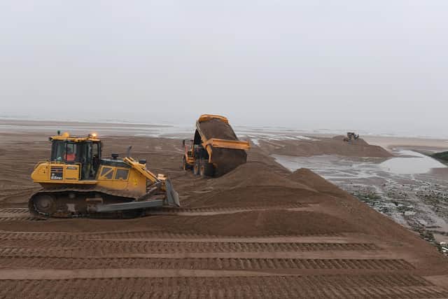 Sand being moved on the beaches at Winthorpe.