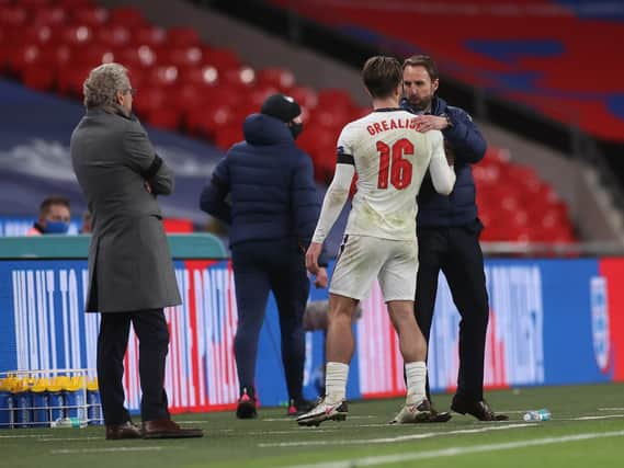 Gareth Southgate with Jack Grealish. Photo: Getty Images.